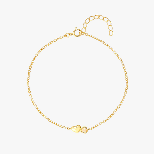 S925 gold opal heart bracelet, adjustable delicate bracelet, perfect for layering and gifting.