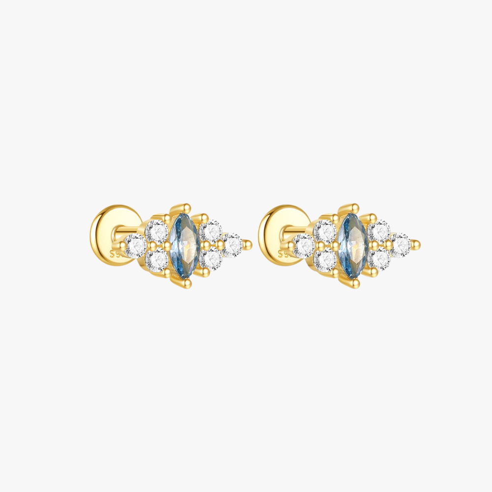 S925 sterling silver opal stud earrings with a gold-plated finish, perfect for cartilage and tragus piercings.