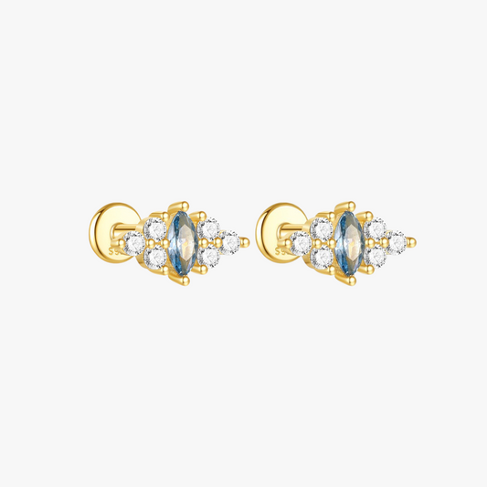 S925 sterling silver opal stud earrings with a gold-plated finish, perfect for cartilage and tragus piercings.