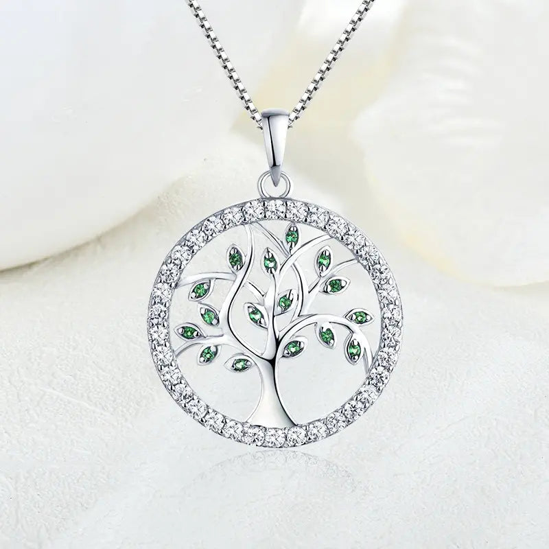 Fashionable Sterling Silver Tree of Life Pendant Necklace