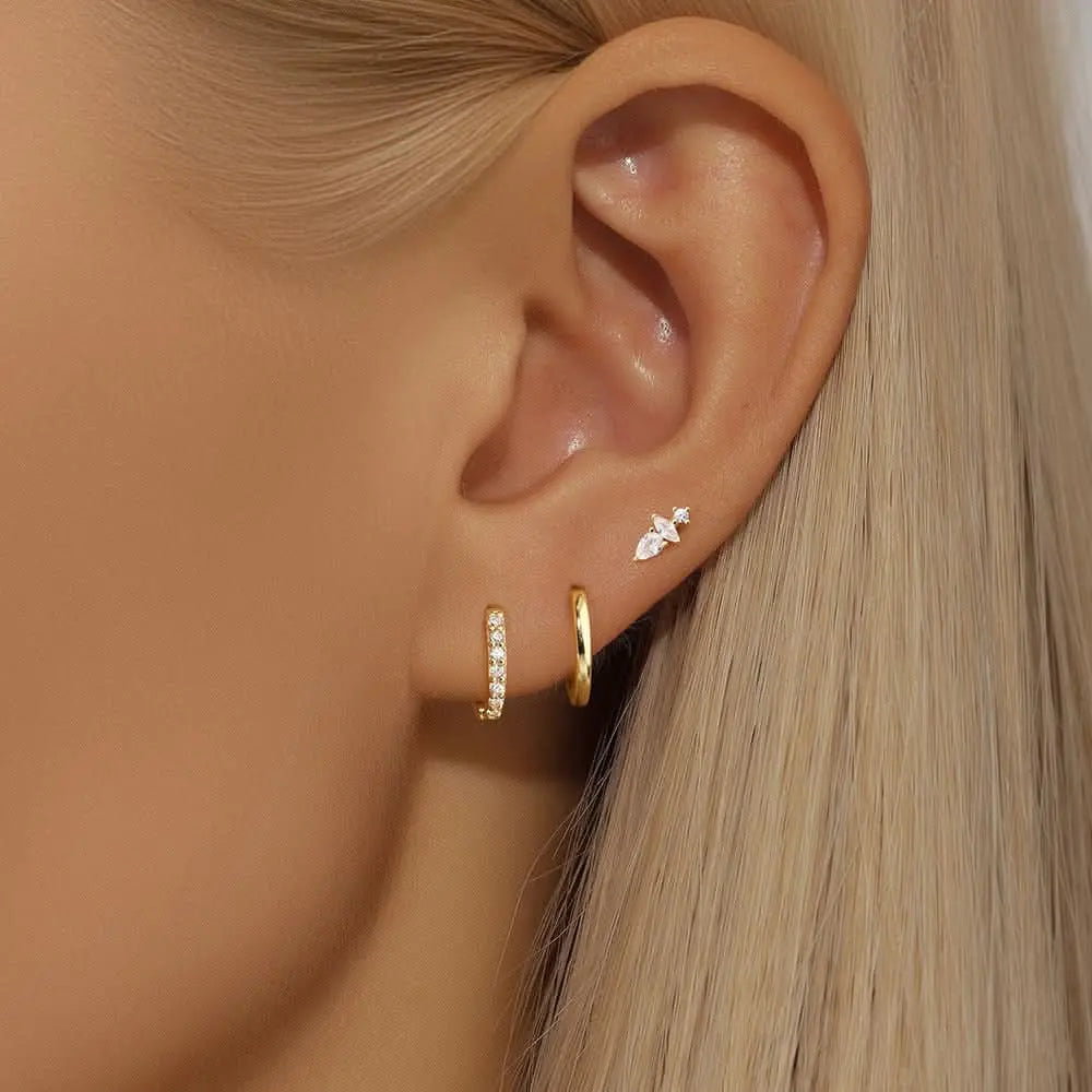 Small gold diamond hoop earrings for women