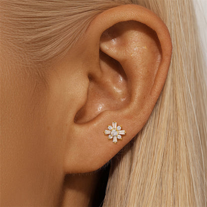 925 Sterling Silver Radiant Snowburst Stud Earring