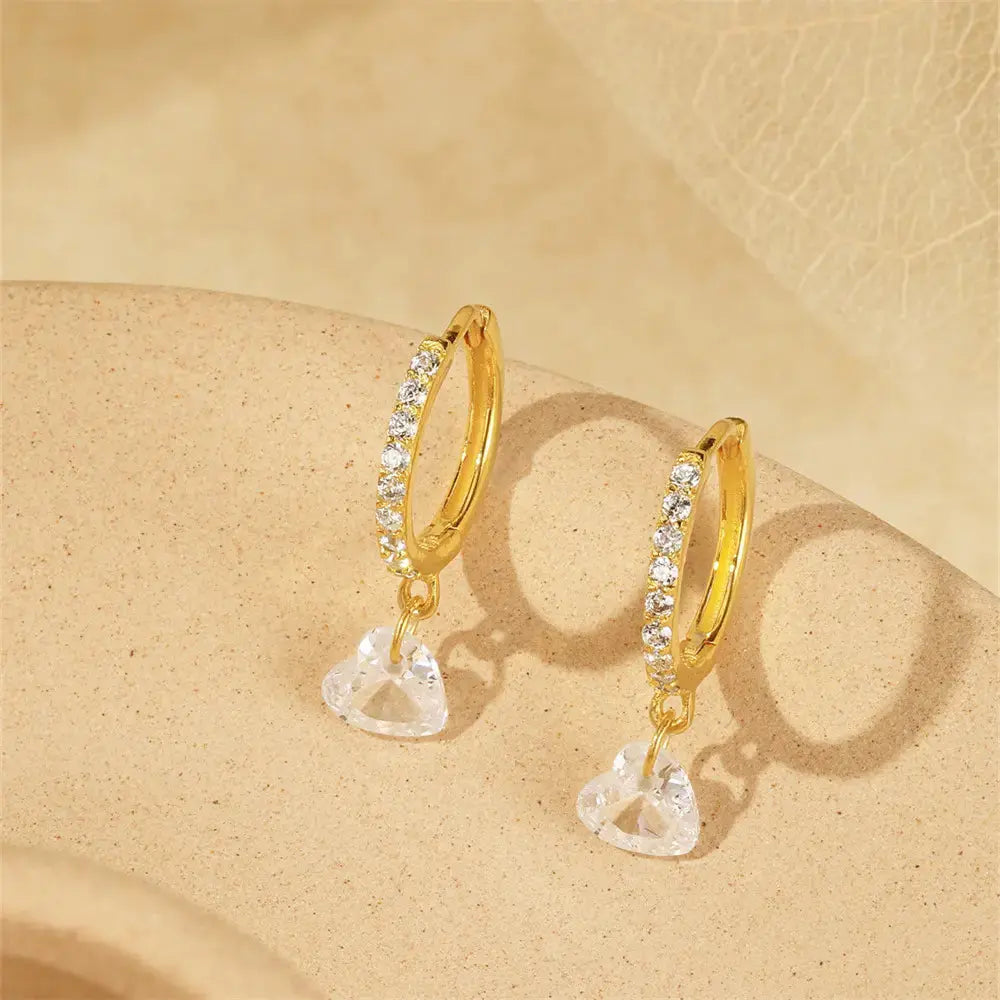 Heart-Shaped Drop Hoop Earrings