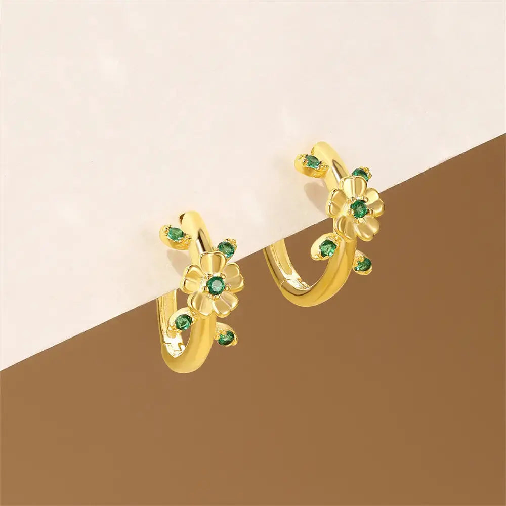 Floral-Inspired Green Zirconia Hoops