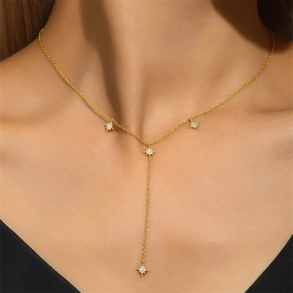 Long Y-Shape Tassel Star Pendant Necklace