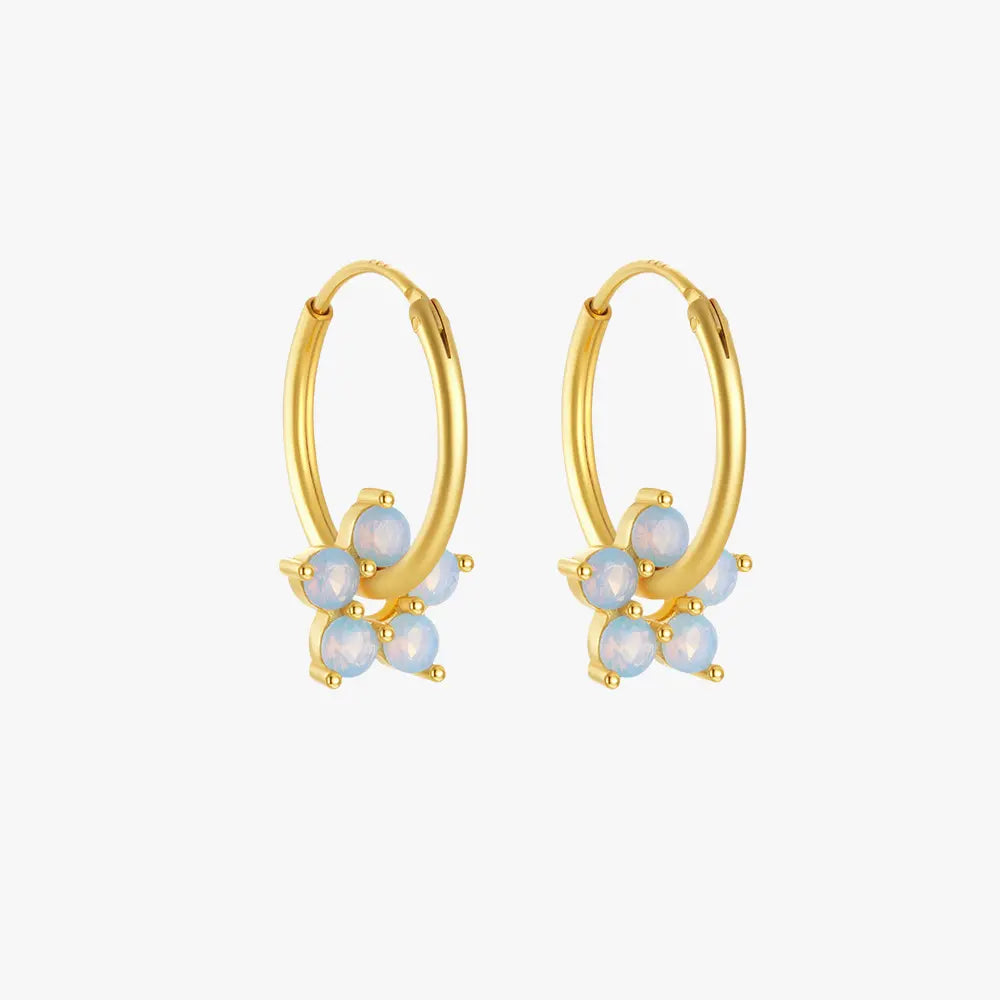 Opal Floral Hoop Earrings