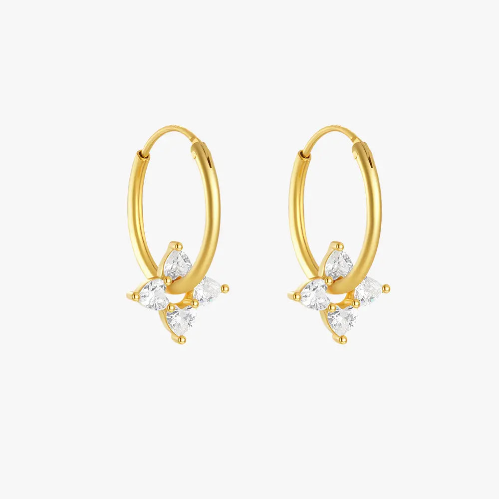 Zirconia Floral Hoop Earrings