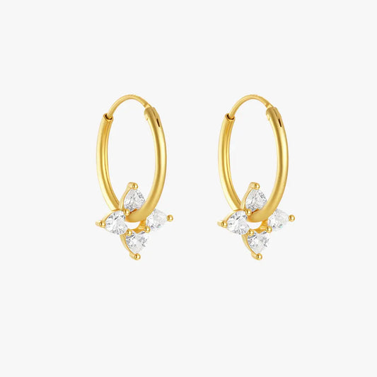 Zirconia Floral Hoop Earrings