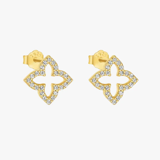 Four-Leaf Zirconia Earrings