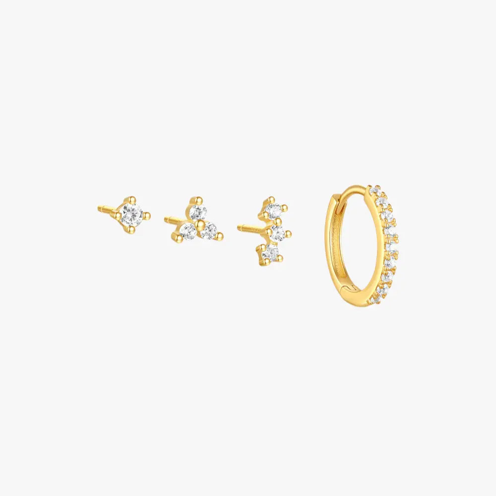 Everyday Elegance Zirconia Hoop and Stud Earrings Set