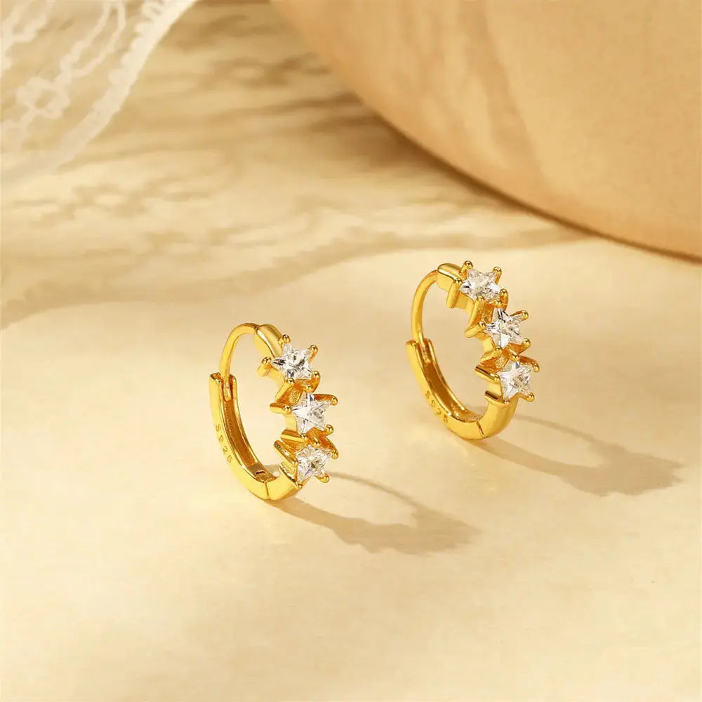 Zirconia Charm Hoop Earrings