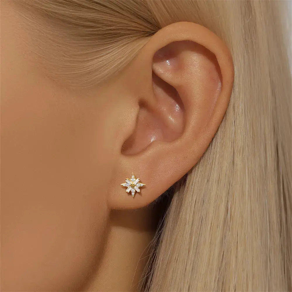 Starburst Zirconia Stud Earrings