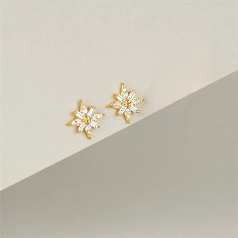 Starburst Zirconia Stud Earrings