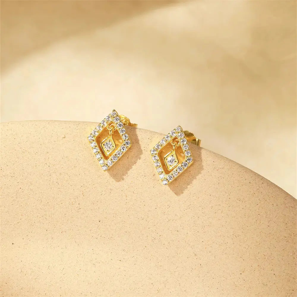 Geometric Zirconia Stud Earrings