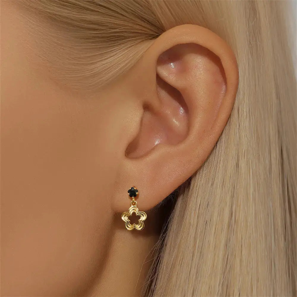 Minimalist Flower Drop Earrings