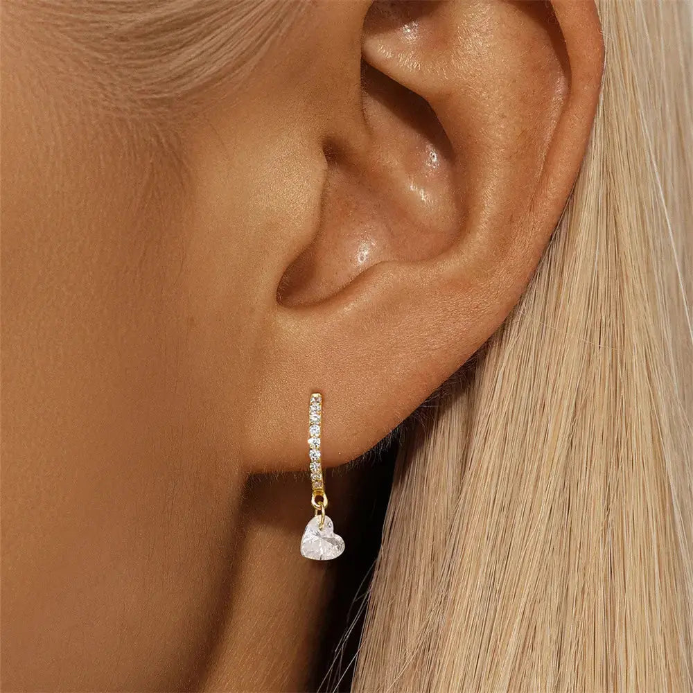 Crystal Drop Hoop Earrings