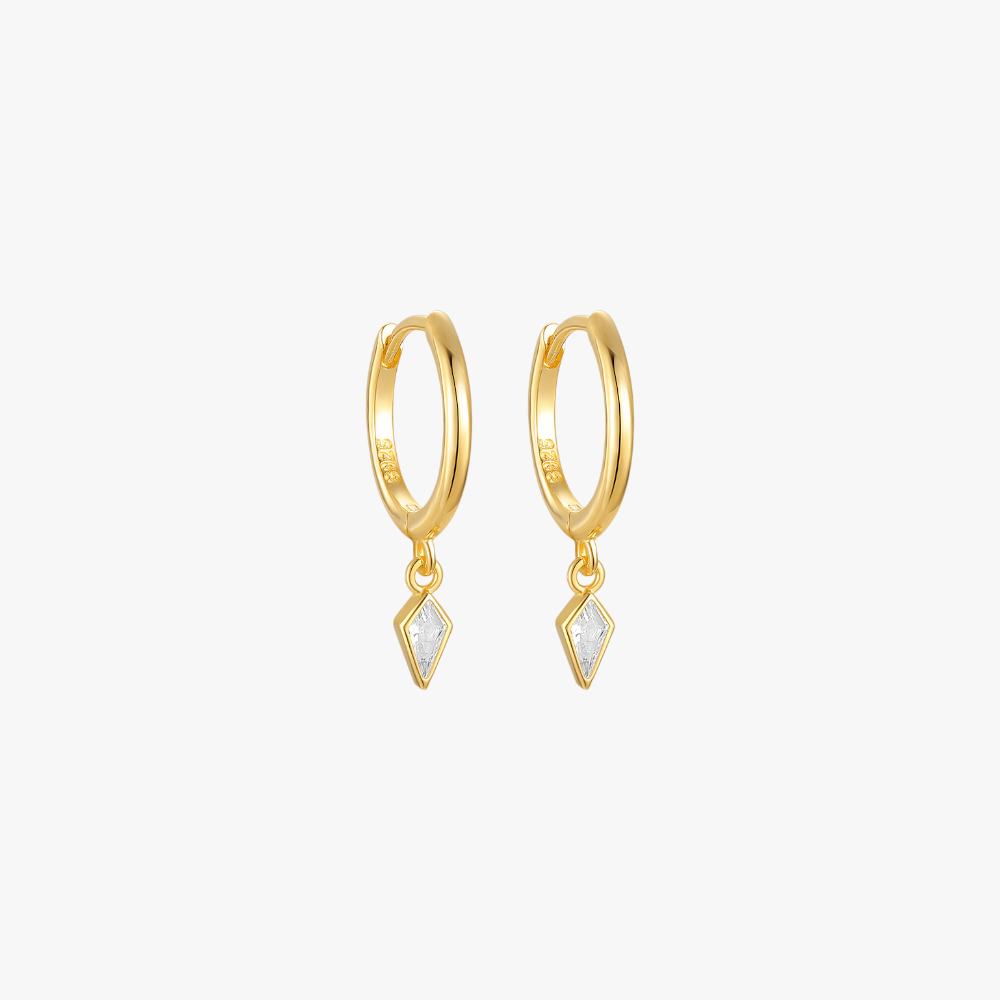 Kite Shaped Zirconia Hoop Earrings