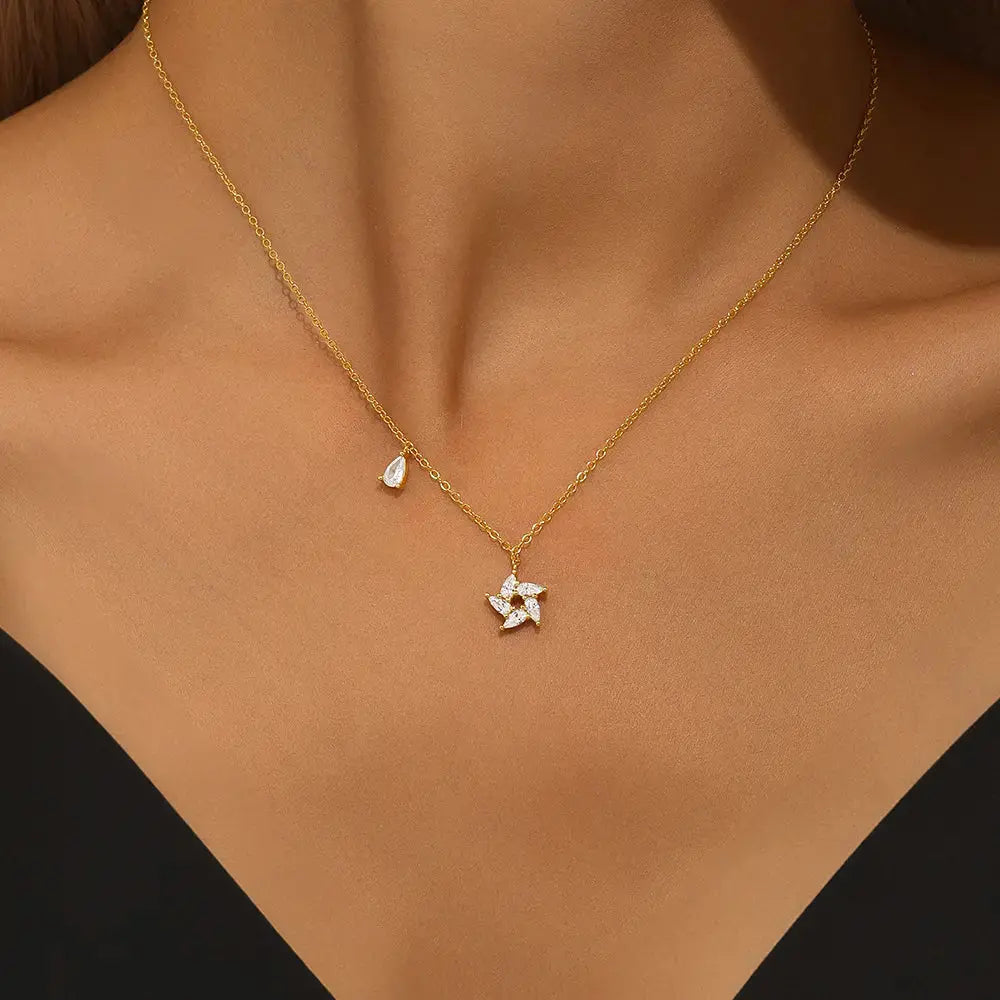 925 Sterling Silver Starry Zircon Necklace