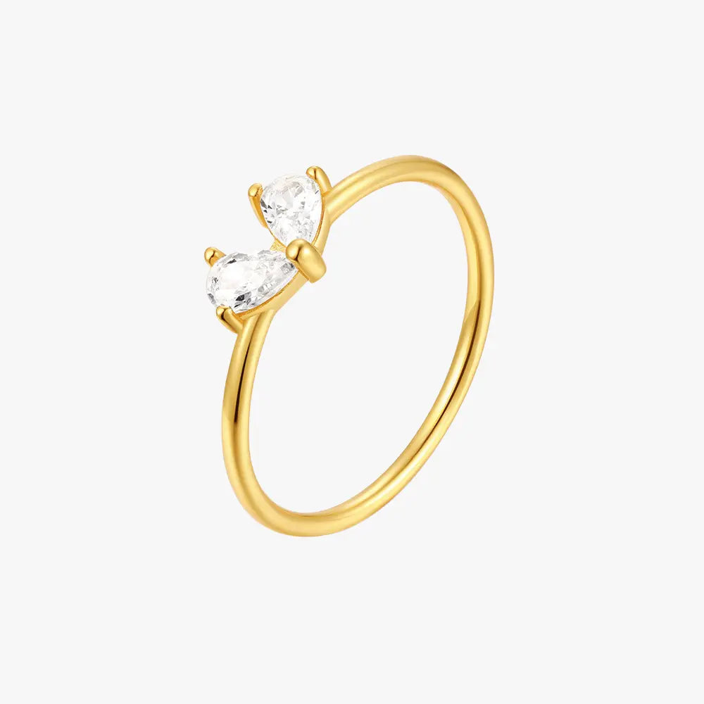 Bague élégante en forme de cœur avec zircon