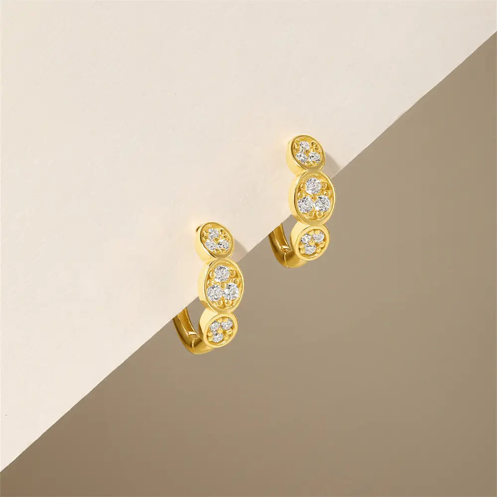 Clustered Zirconia Huggie Earrings