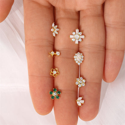 925 Sterling Silver Zircon Flower Cartilage Earring