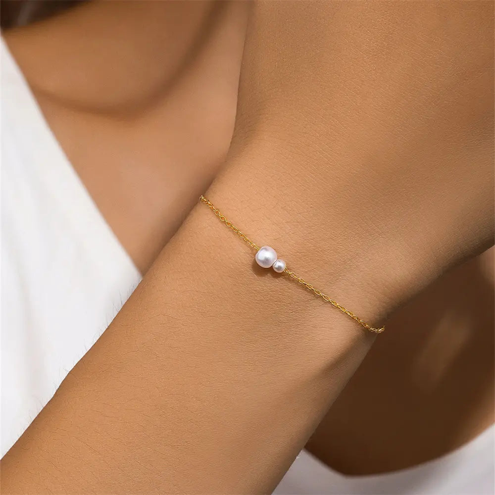 Duo Pearl Minimalist Bracelet